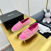 CC ESPADRILLES PLATFORM 25S IN PINK TWEED MIX CALFSKIN