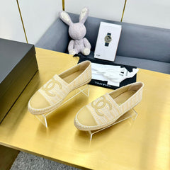 CC ESPADRILLES PLATFORM 25S IN BEIGE YELLOW TWEED MIX CALFSKIN