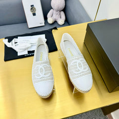 CC ESPADRILLES PLATFORM 25S IN WHITE TWEED MIX CALFSKIN