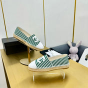 CC SLIP-ON 25S IN DARK GREEN AND WHITE FABRIC WITH STRIPED PATTERN