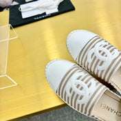 CC SLIP-ON 25S IN BEIGE AND WHITE FABRIC WITH STRIPED PATTERN