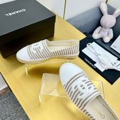 CC SLIP-ON 25S IN BEIGE AND WHITE FABRIC WITH STRIPED PATTERN