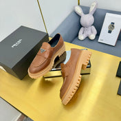 LOAFER WITH TRIANGLE LOGO IN COGNAC CALFSKIN