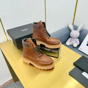 LACE-UP ANKLE BOOTS IN COGNAC CALFSKIN
