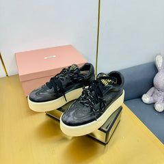 THICK-SOLED RETRO SNEAKERS IN BLACK DUST LAMBSKIN