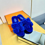 ORAN SHEARLING SANDALS INDIGO BLUE