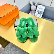 0RAN SHEARLING SANDALS EMERALD GREEN