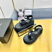 GROSGRAIN SANDAL IN BLACK FABRIC