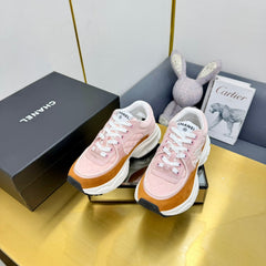 DAD SNEAKER IN LIGHT PINK LAMBSKIN AND GINGER ORANGE SUEDE