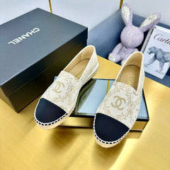 CC ESPADRILLES PLATFORM IN MOSSY BROWN MIX BLACK PATTERN FABRIC