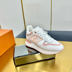 NEO RUN AWAY SNEAKER IN WHITE MIX PEACH PINK CALFSKIN