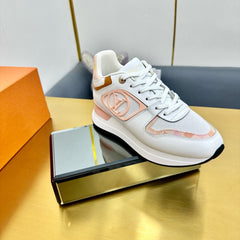 NEO RUN AWAY SNEAKER IN WHITE MIX PEACH PINK CALFSKIN