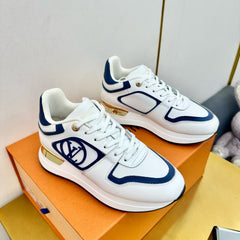 NEO RUN AWAY SNEAKER IN WHITE MIX COBALT BLUE CALFSKIN