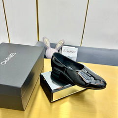 CC SIMPLE FLATS 25S IN BLACK GLOSSY LEATHER