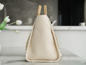 TOTE BAG 39 ATTACHED PEARL LOGO IN BEIGE CANVAS GOLD HARDWARE
