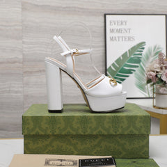 GG Sandales Cuir Noir White