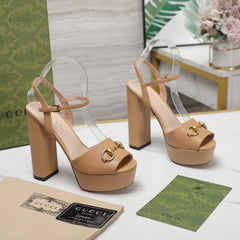 GG Sandales Cuir Noir Brown Tawny