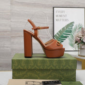 GG Sandales Cuir Noir Orange Ginger