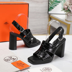 ERIS 95 SANDAL BLACK CALFSKIN PATTERNED