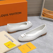 LV WOMEN'S BALLET FLAT IN WHITE CALFSKIN WITH PERFORATION CRAFTMANSHIP