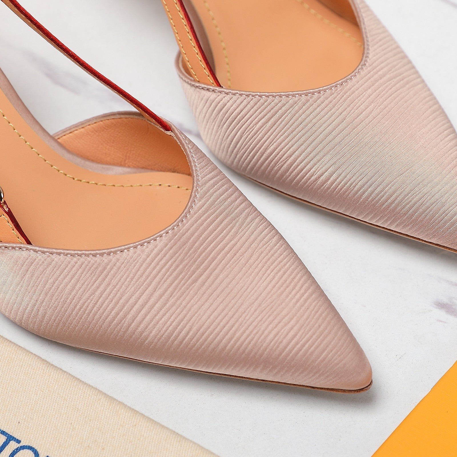 LV WOMEN BLOSSOM SLINGBACK PUMP IN NUDE BEIGE EMBROIDERED FABRIC