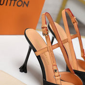 LV WOMEN BLOSSOM SLINGBACK PUMP IN BLACK EMBROIDERED FABRIC