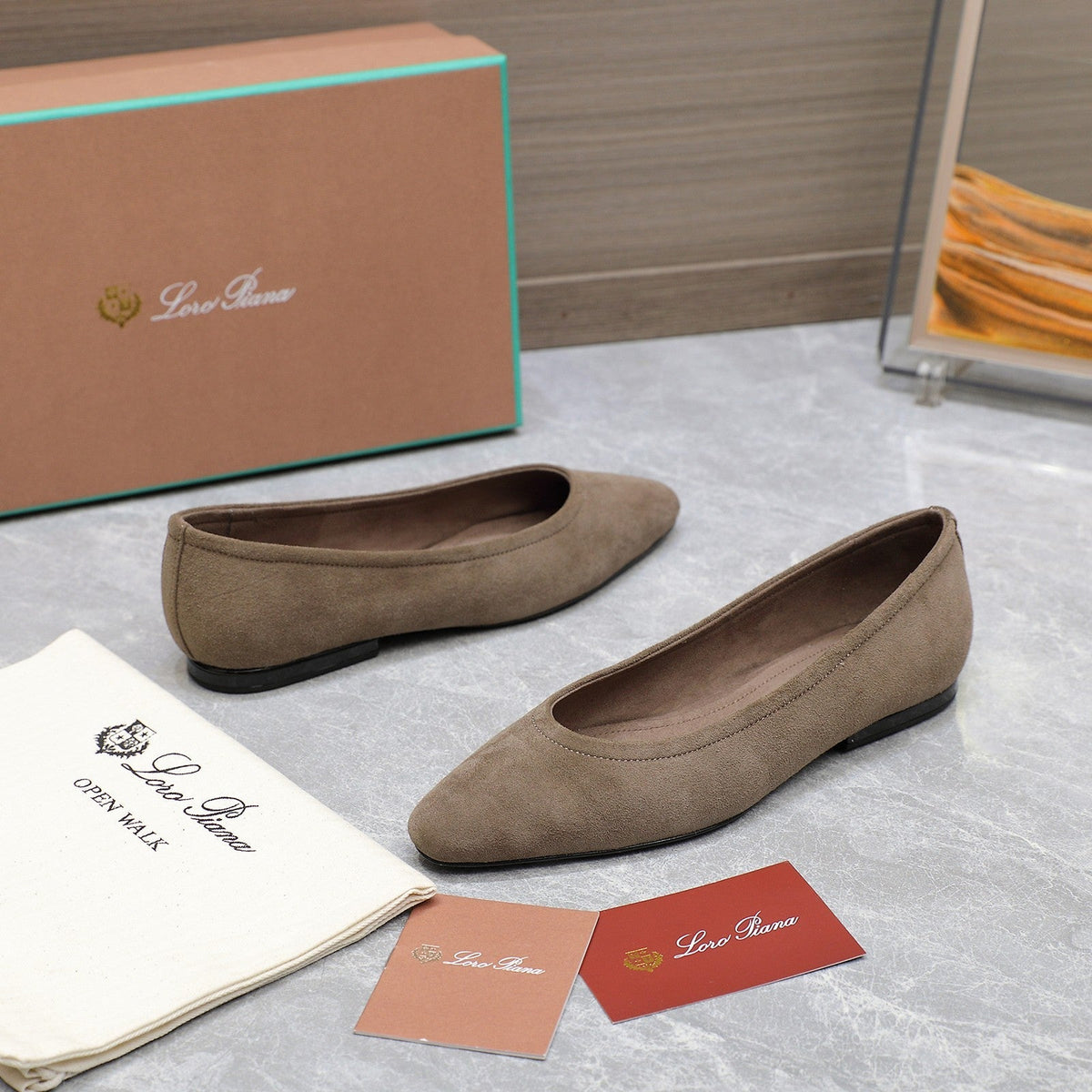 CLASSIC BALLET SHOES IN HEAVY BROWN SUEDE