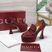 GG CLASSIC HIGH HEELS 110 IN DARK RED WITH LOGO PRINT