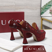 GG CLASSIC HIGH HEELS 110 IN DARK RED WITH LOGO PRINT