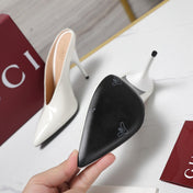 GG HEELED MULES 105 IN WHITE CALFSKIN