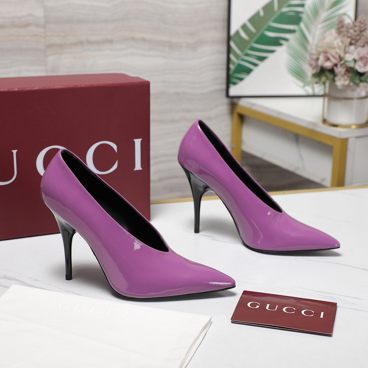 GG CLASSIC HIGH HEEL 105 IN PURPLE LAMBSKIN