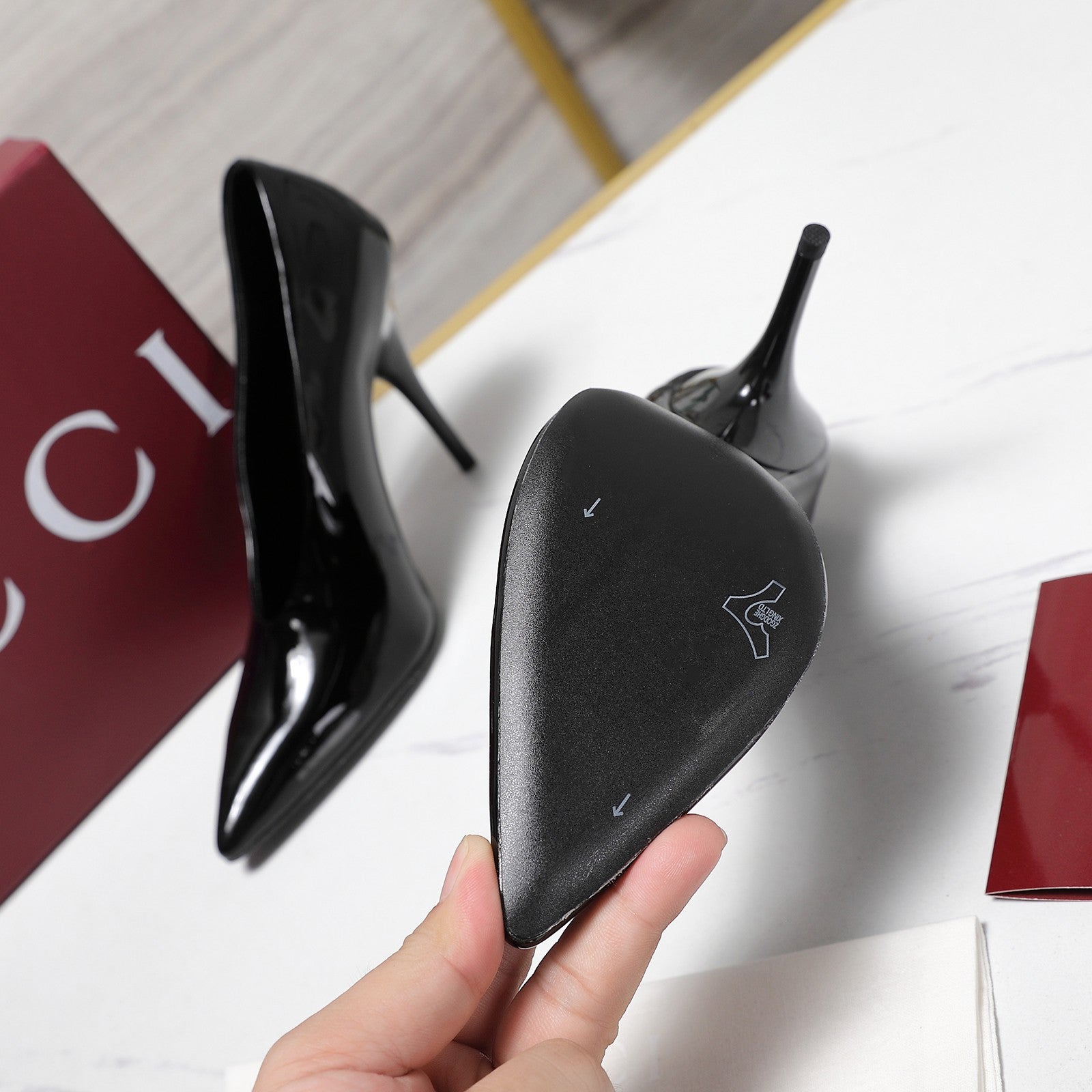 GG CLASSIC HIGH HEEL 105 IN BLACK LAMBSKIN