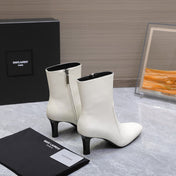 YSL 25S ANKLE BOOTS 70 MM IN WHITE LAMBSKIN