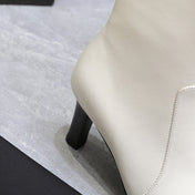 YSL 25S ANKLE BOOTS 70 MM IN WHITE LAMBSKIN