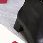 VALENTINO 25S VALET DU ROI ANKLE BOOTS 60 MM IN BLACK MIX DARK BROWN CALFSKIN WITH BOW