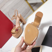 VALENTINO 25S GARAVANI VLOGO SIGNATURE HIGH-HEEL SANDALS 110 MM IN WARM BEIGE SUEDE