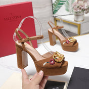 VALENTINO 25S GARAVANI VLOGO SIGNATURE HIGH-HEEL SANDALS 110 MM IN BROWN SUEDE