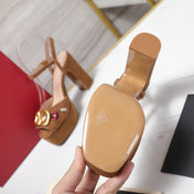 VALENTINO 25S GARAVANI VLOGO SIGNATURE HIGH-HEEL SANDALS 110 MM IN BROWN SUEDE