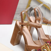 VALENTINO 25S GARAVANI VLOGO SIGNATURE HIGH-HEEL SANDALS 110 MM IN BROWN SUEDE