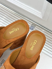 ELENA MULE IN PEANUT BROWN VELVET
