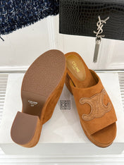 ELENA MULE IN PEANUT BROWN VELVET