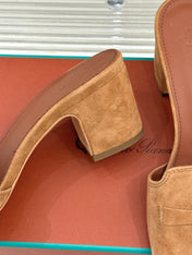 HIGH HEELS IN BROWN SUEDE AND LAMBSKIN