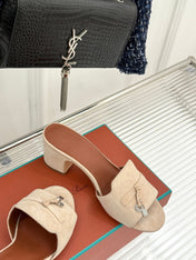 HIGH HEELS IN BEIGE SUEDE AND LAMBSKIN