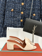 HIGH HEELS IN BEIGE SUEDE AND LAMBSKIN