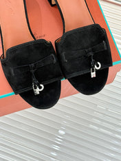 HIGH HEELS IN BLACK SUEDE AND LAMBSKIN