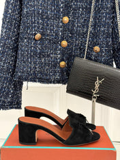 HIGH HEELS IN BLACK SUEDE AND LAMBSKIN