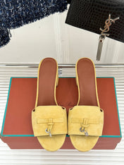 HIGH HEELS IN YELLOW SUEDE AND LAMBSKIN