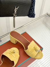 HIGH HEELS IN YELLOW SUEDE AND LAMBSKIN