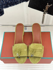 HIGH HEELS IN MOSS YELLOW SUEDE AND LAMBSKIN