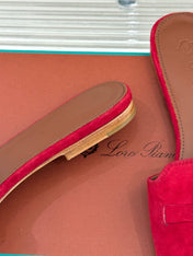FLAT SANDALS IN RED SUEDE AND LAMBSKIN